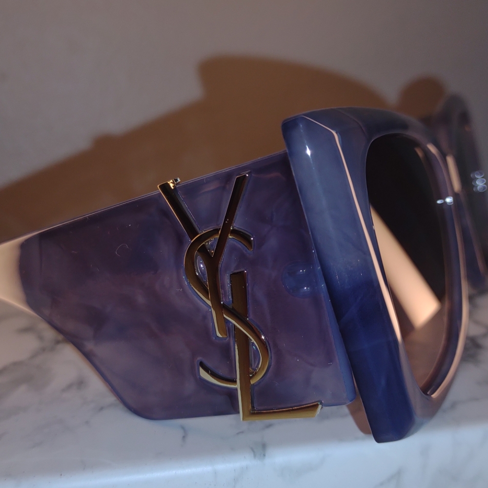 Yves Saint Laurent Violet Sunglasses with Gold Accents